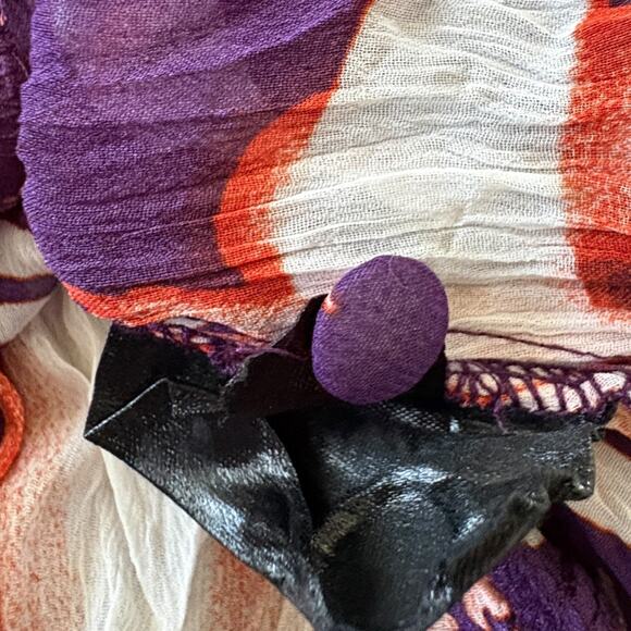 Y2K EURO Ruffle Crinkle Sheer Cami Top Abstract Boho Resort Coastal Indie - Picture 8 of 9